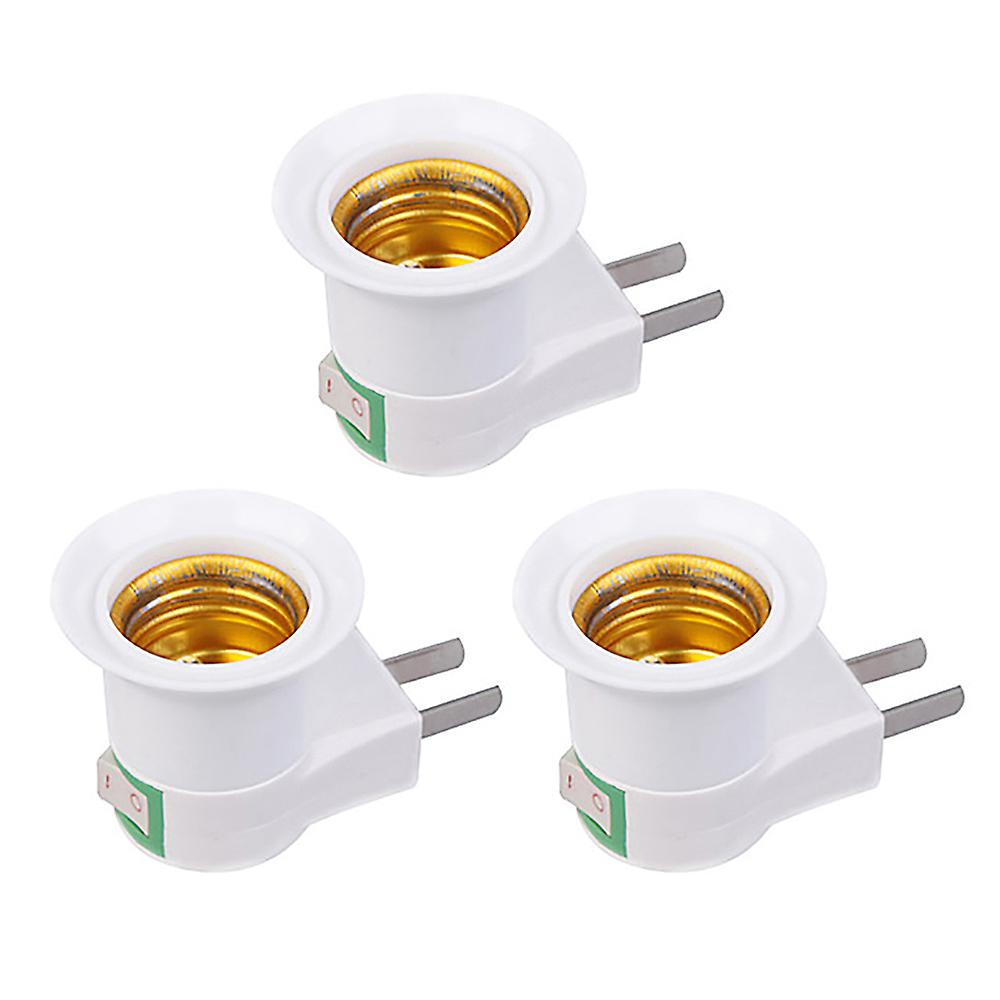 3pcs Us Plug To E26/e27 Adapter Led Light Bulb Converter Socket Holder With On/off Button Switch