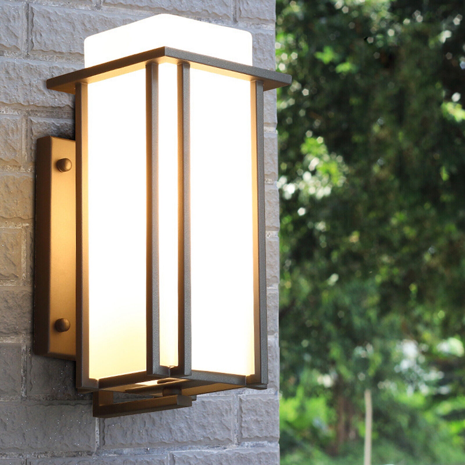 Modern LED Wall Light Waterproof Exterior Outdoor Porch Sconce Lamp Fixture Single Opening Design Glass Lampshade Antirust Treatment