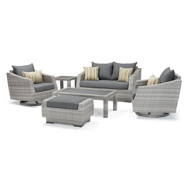 Cannes 6 Piece Sunbrella Outdoor Patio Love and Motion Club Seating Set