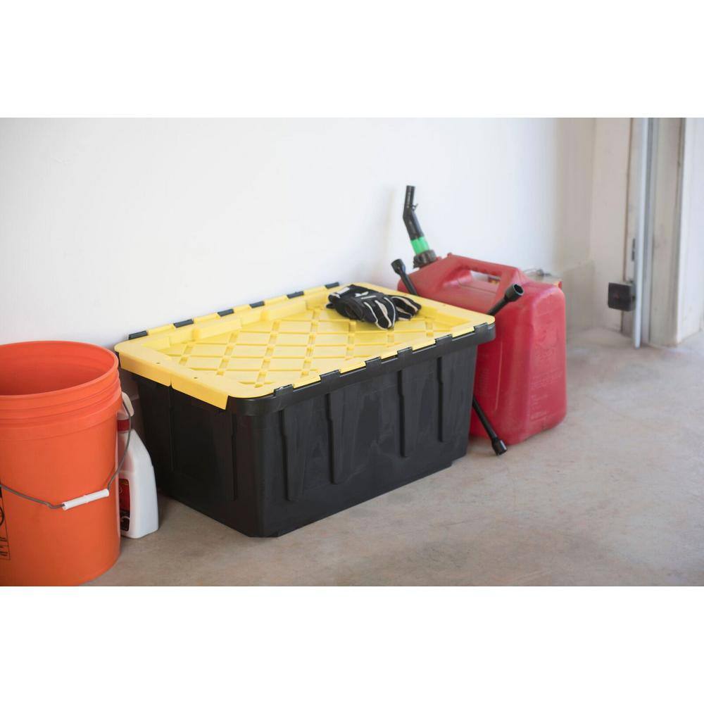 HDX 17 Gal. Flip Top Storage Tote in Black and Yellow 206151