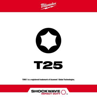 MW SHOCKWAVE Impact Duty 2 in. T25 Torx Alloy Steel Screw Driver Bit (15-Pack) 48-32-5015