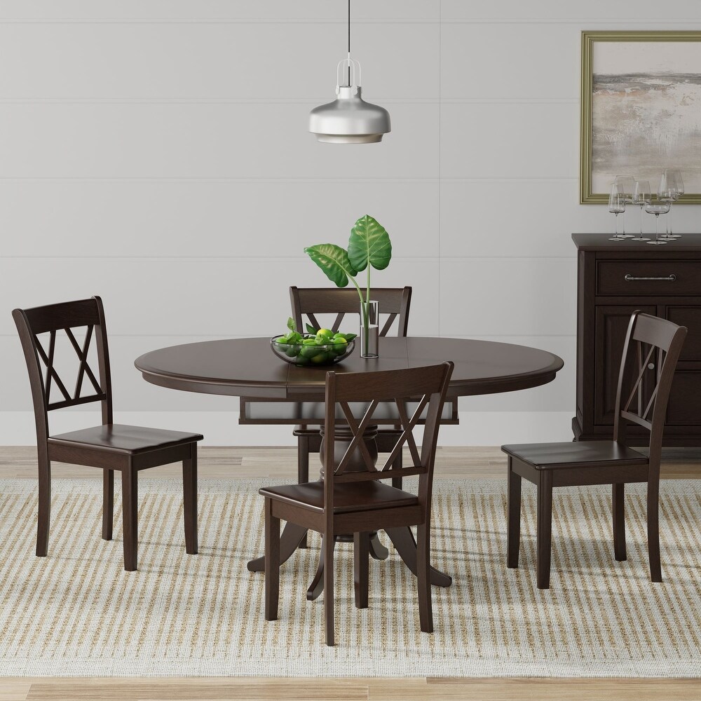 5 Piece Dining Set  Oval Butterfly Leaf Table and Double X Back Chairs