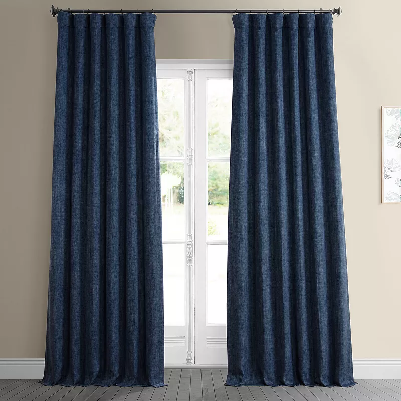 EFF 1-Panel Solid Faux-Linen Window Curtain