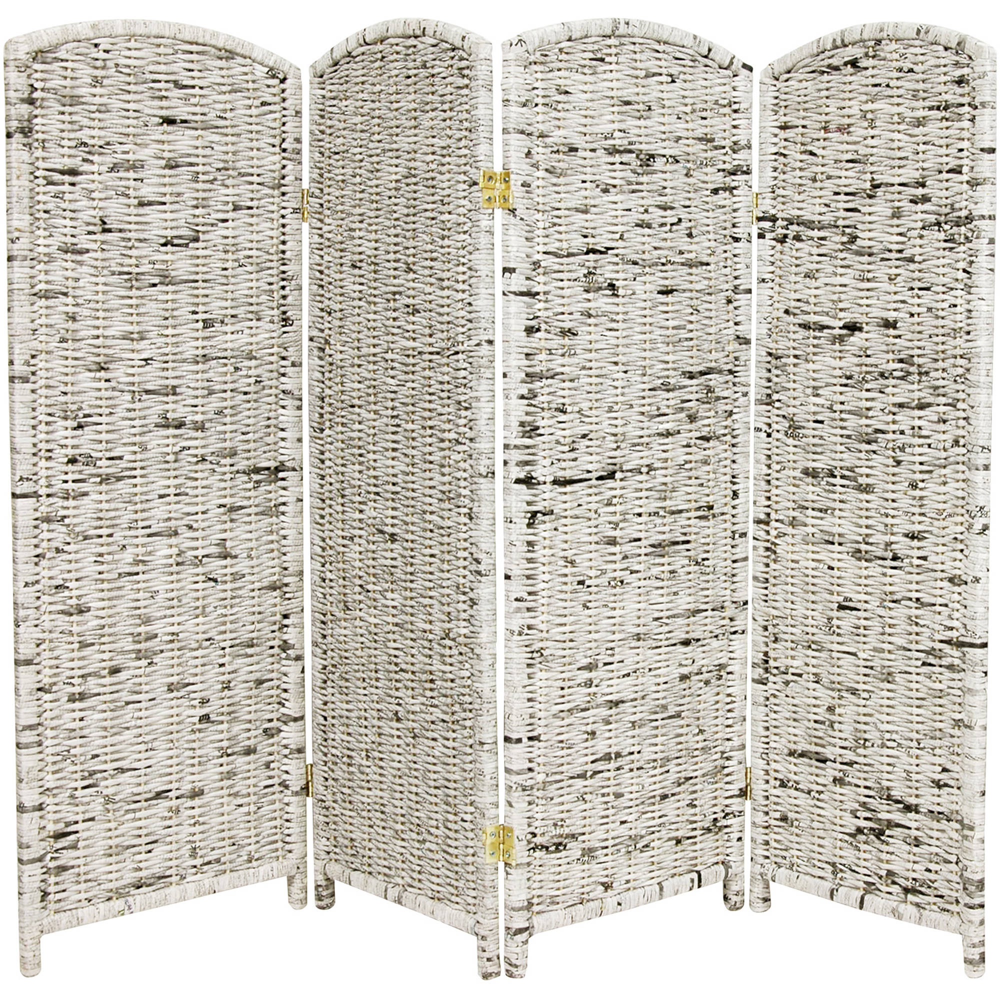 Oriental Furniture 4 ft. Tall Recycled Newspaper Room Divider - 4 Panel