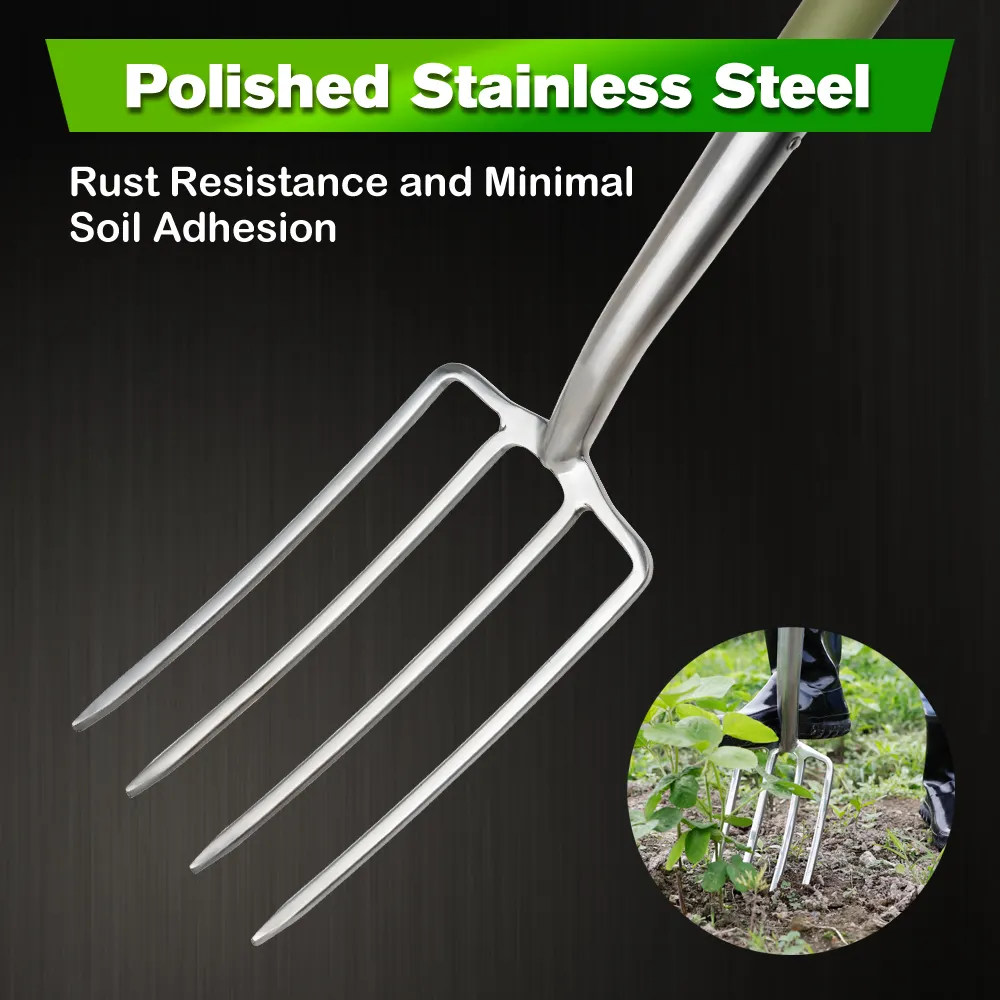 Worth High Quality Stainless Steel Head TPR Handle Outdoor Gardening Metal Hand Tools Fork