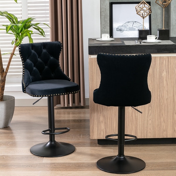 Swivel Velvet Barstools Set of 2