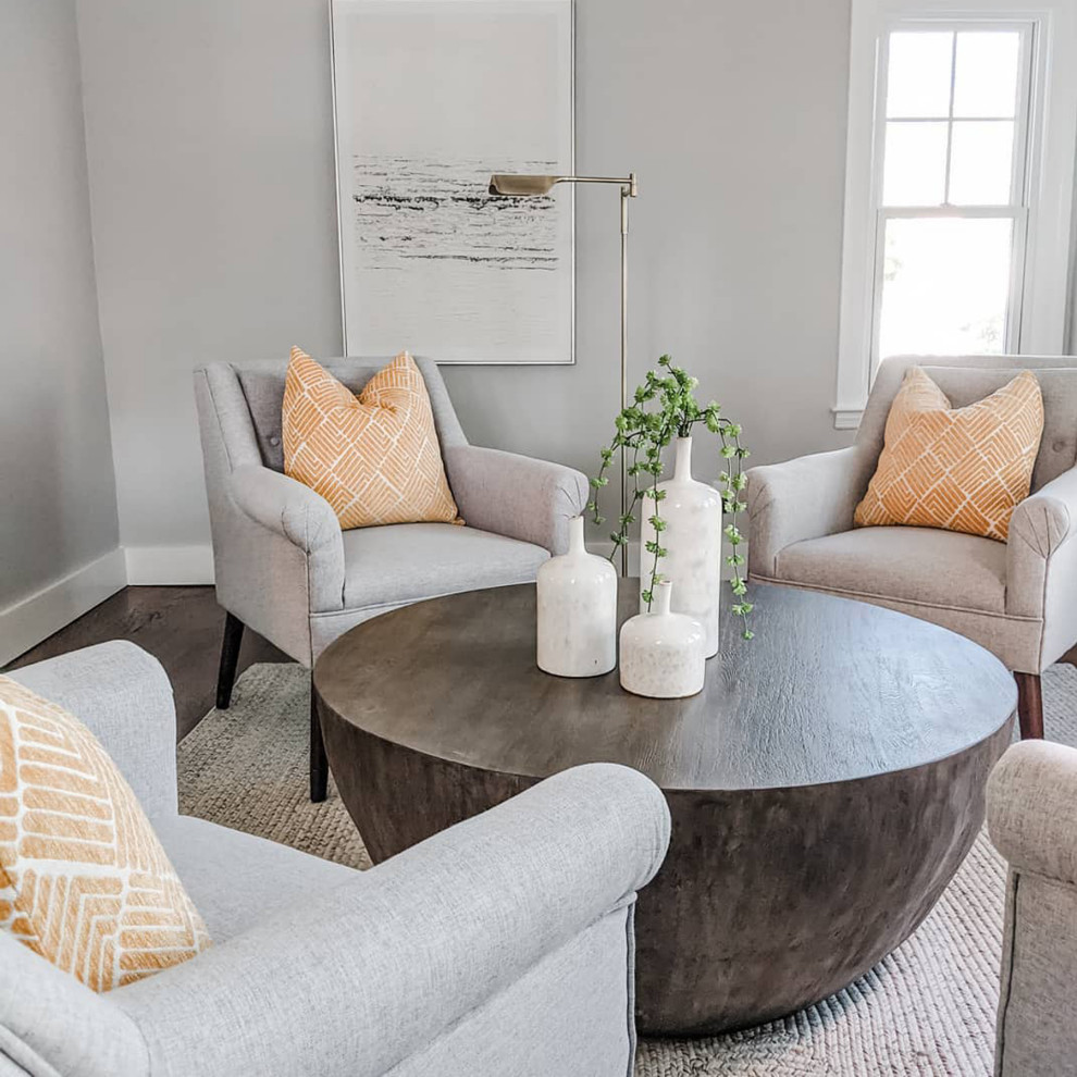 Minimalist Large Round Wood Coffee Table Modern Geometric Block Walnut Gray   Rustic   Coffee Tables   by My Swanky Home  Houzz