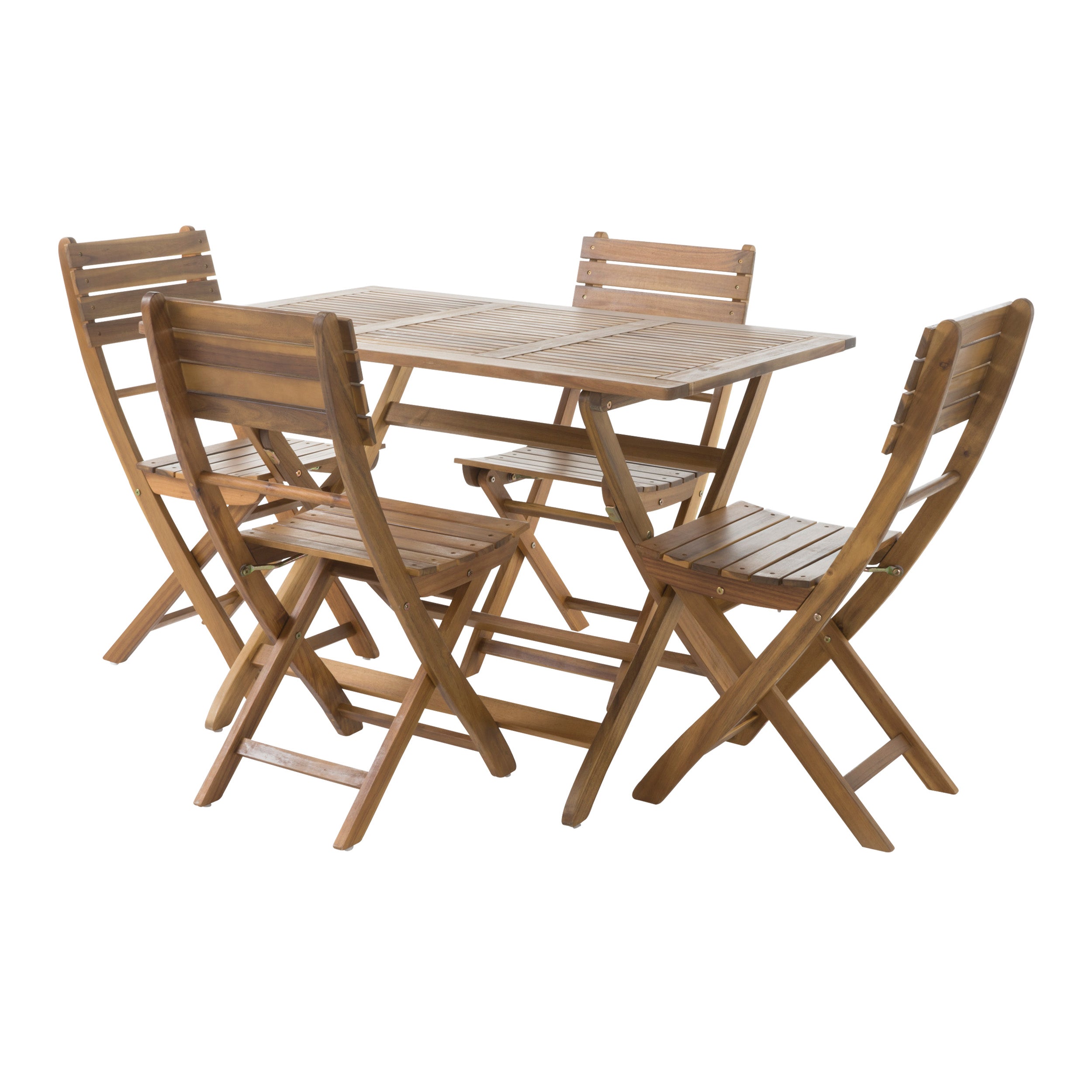 Vicaro Outdoor Natural Finish Acacia Wood Foldable Dining Set