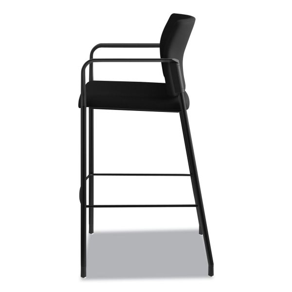 HON Accommodate? Series Café Stool with Fixed Arms， Black Fabric