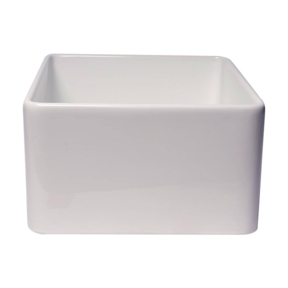 ALFI BRAND Fireclay 24 in. Single Bowl Farmhouse Kitchen Sink in White ABF2418-W