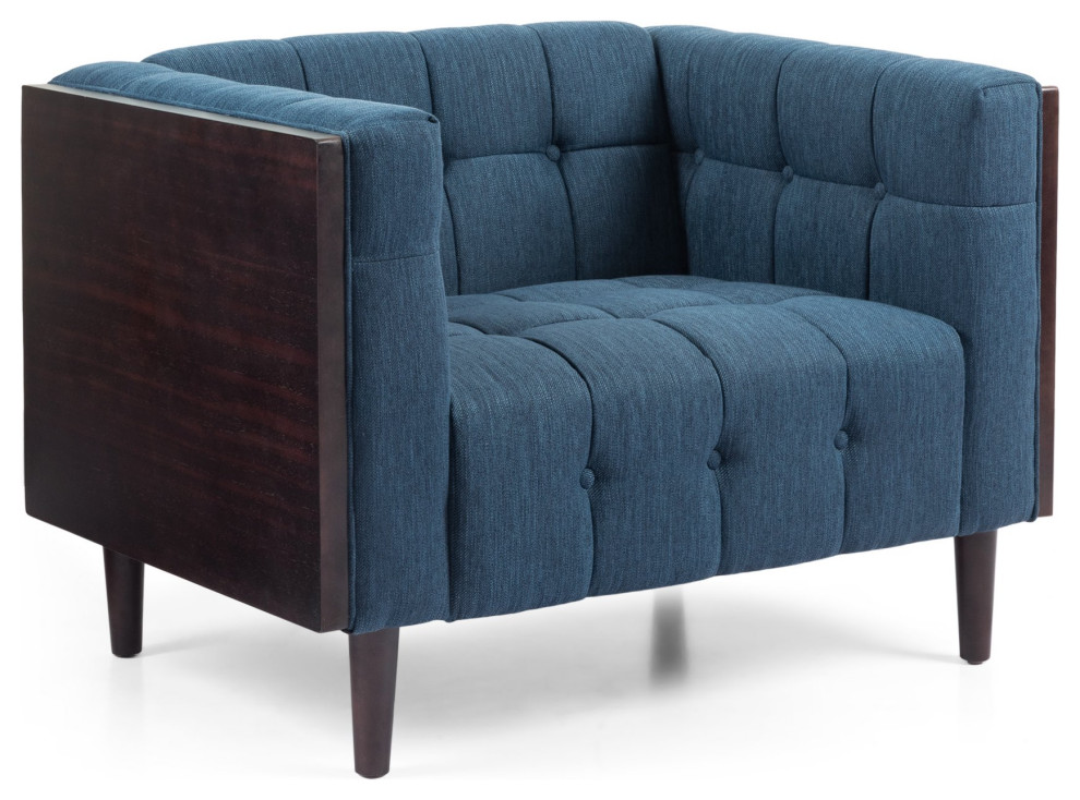 Unique Accent Chair  Square Silhouette and Button Tufted Polyester Seat   Midcentury   Armchairs And Accent Chairs   by Declusia  Houzz