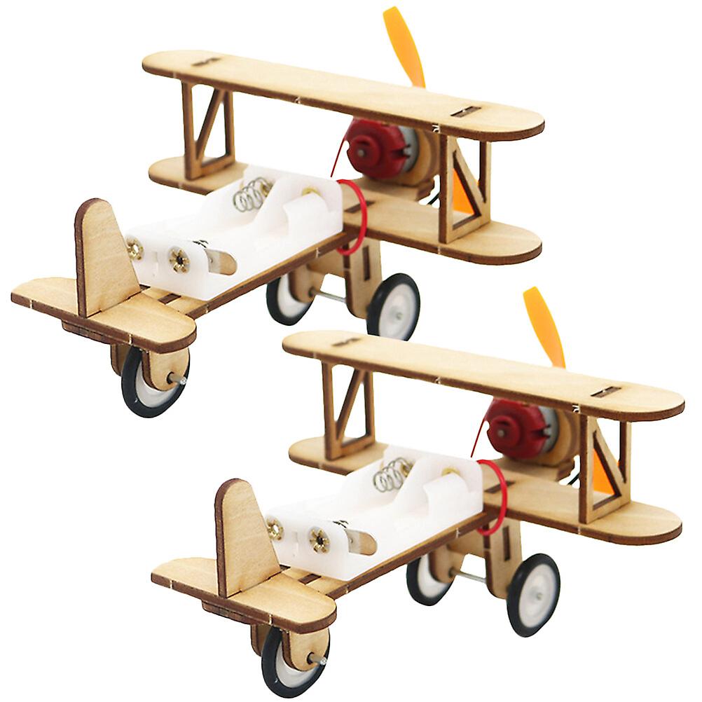 2pcs Wooden Assembly Plane Kids Diy Toy Simulated Assembly Model Toy Diy Wooden Plaything