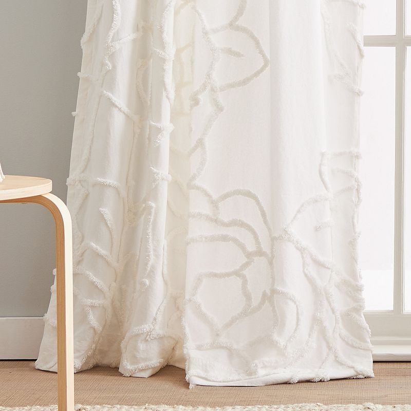 Peri Chenille Rose Poletop Window Curtain Set