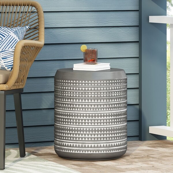 Patio Side Table With A Simple Cylindrical