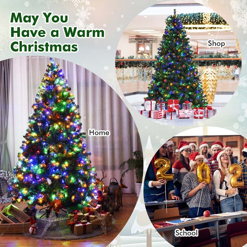 7.5 FT Pre-Lit Artificial Spruce Christmas Tree with 550 Multicolor Lights & 1075 Hinged Branch Tips