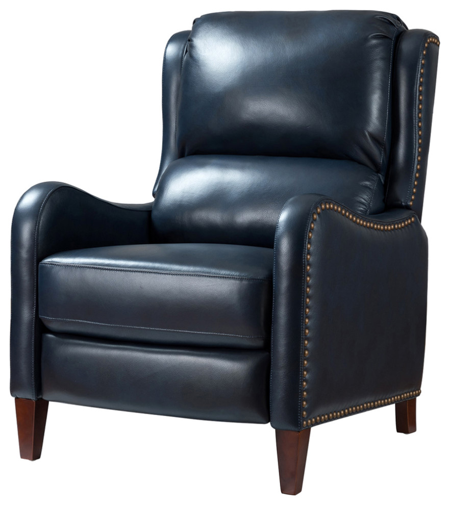 Genuine Leather  Push back Recliner With Wingback   Transitional   Recliner Chairs   by Karat Home  Houzz