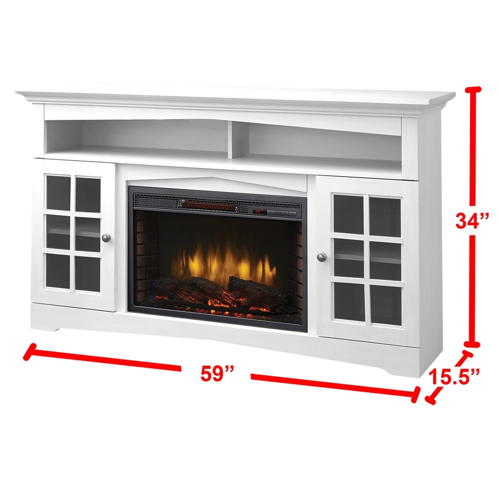 Muskoka Huntley 59 in TV Stand with Electric Fireplace in White   59\