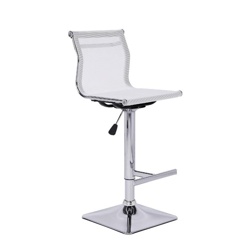 Stool with Mesh Seat and Stainless Steel Base， Swivel. Set of 4 - White