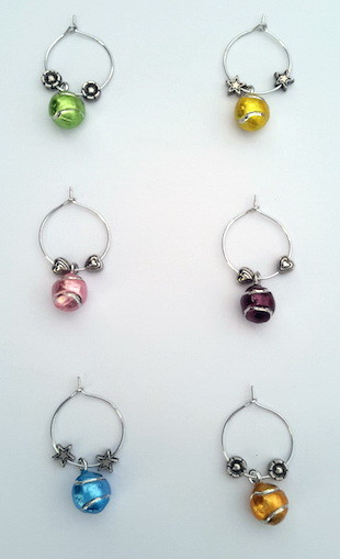 Pewter Tennis Ball Wine Glass Charms Hand Painted ...