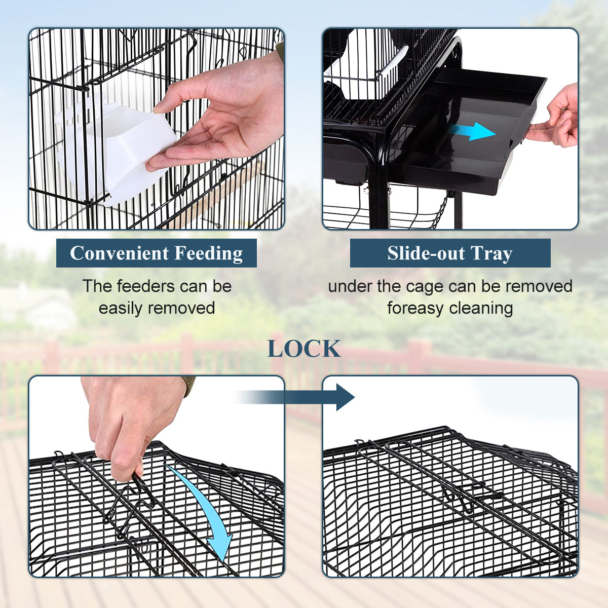 Dkeli Bird Cage with Stand Parrot Cages for Large Birds Parakeet Cage with Play Top and Rolling Stand for Medium Canaries， Lovebirds， Cockatiels， Parrots