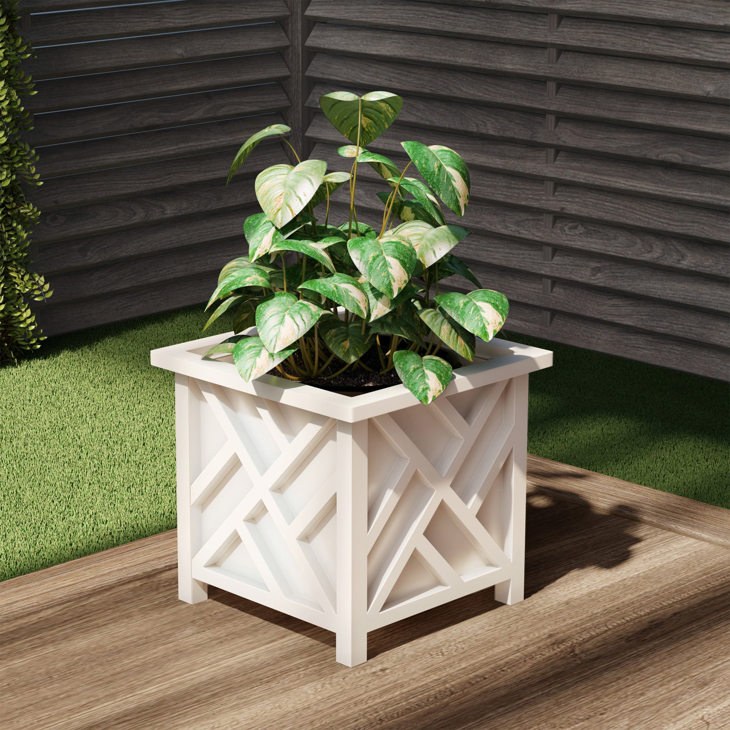 Plant Pot Holder, Planter Container Box by Pure Garden, White