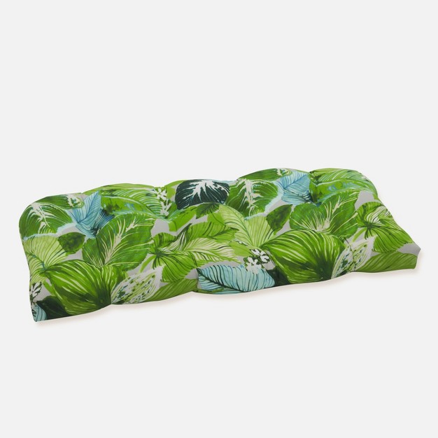 Lush Leaf Jungle Wicker Outdoor Loveseat Cushion Green Pillow Perfect