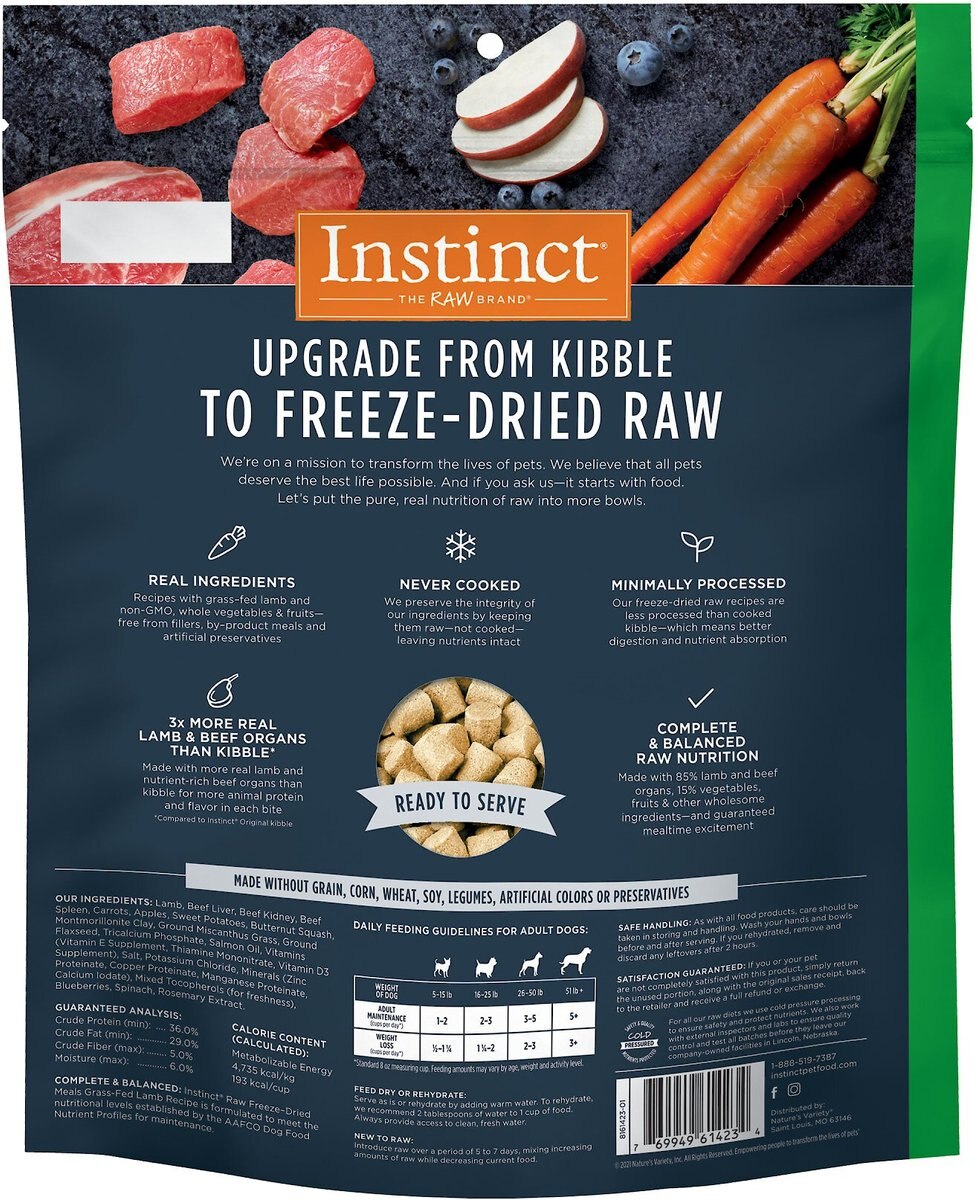 Instinct Raw Meals Grass-Fed Lamb Recipe Grain-Free Freeze-Dried Adult Dog Food