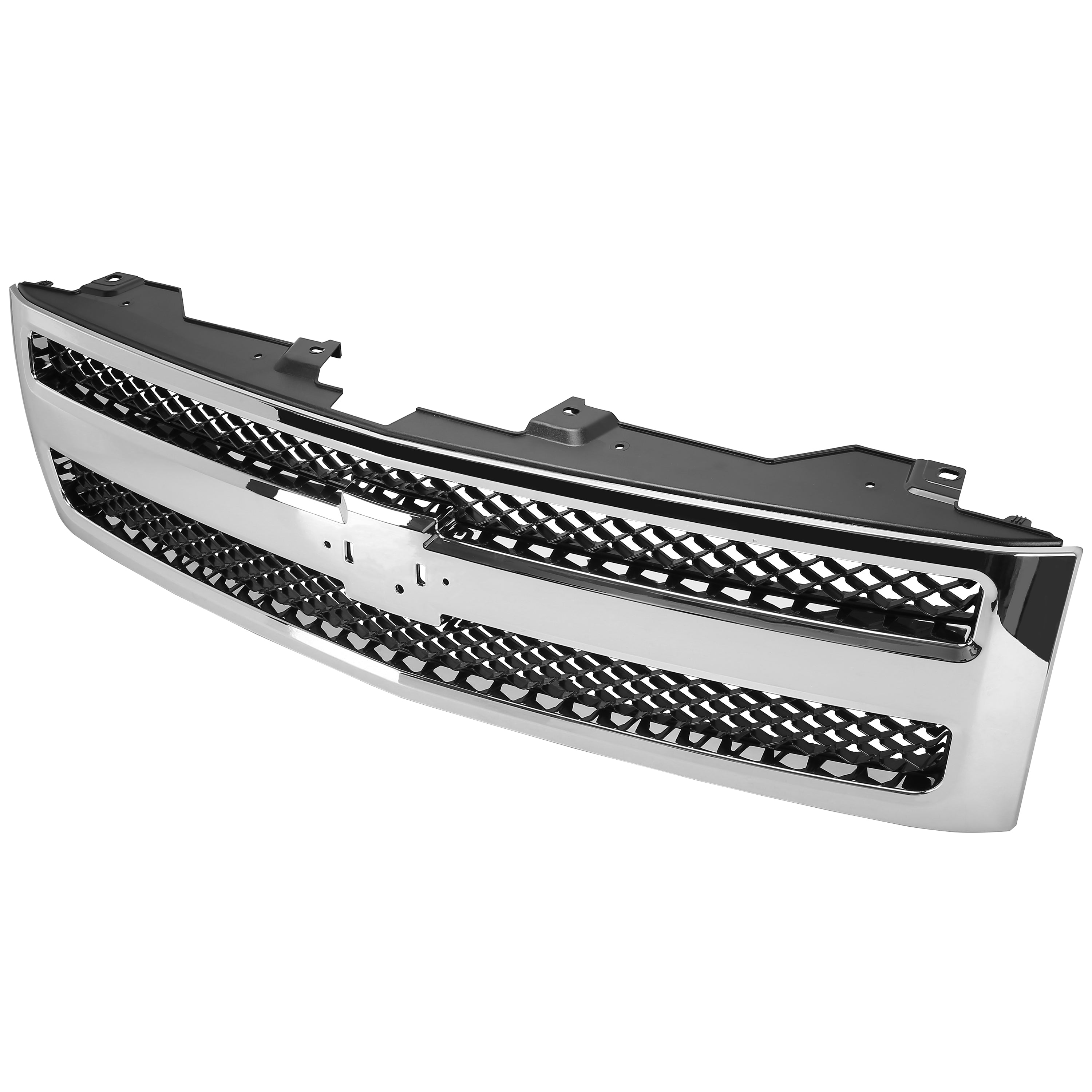 Kojem Front Bumper Mesh Grille Grill for 2007 2008 2009 2010 2011 2012 2013 Chevrolet Silverado 1500  Pickup Truck GM1200572 25810707 Chrome