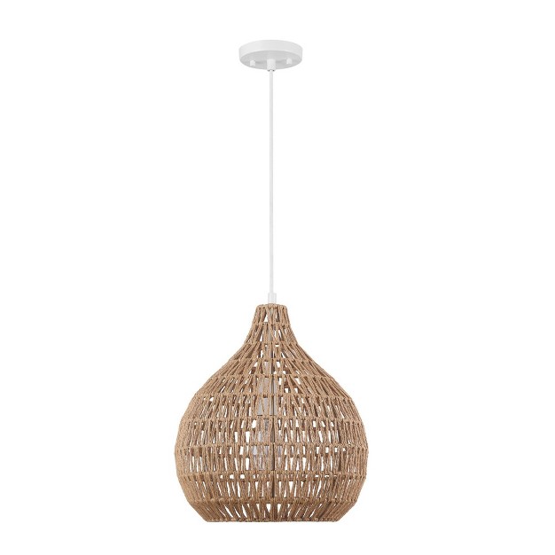 Tika 1 light Natural Blonde Pendant Lighting With Twine Shade Globe Electric