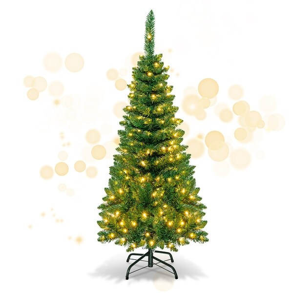 Gymax 4.5ft/6.5ft/7.5ft PreLit Pencil Christmas Tree Traditional