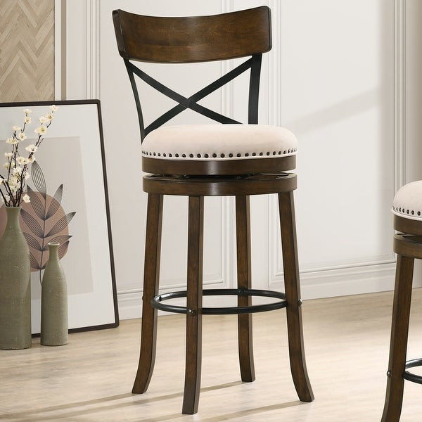 Furniture of America Heidi Modern Farmhouse Swivel Barstools Set of 2