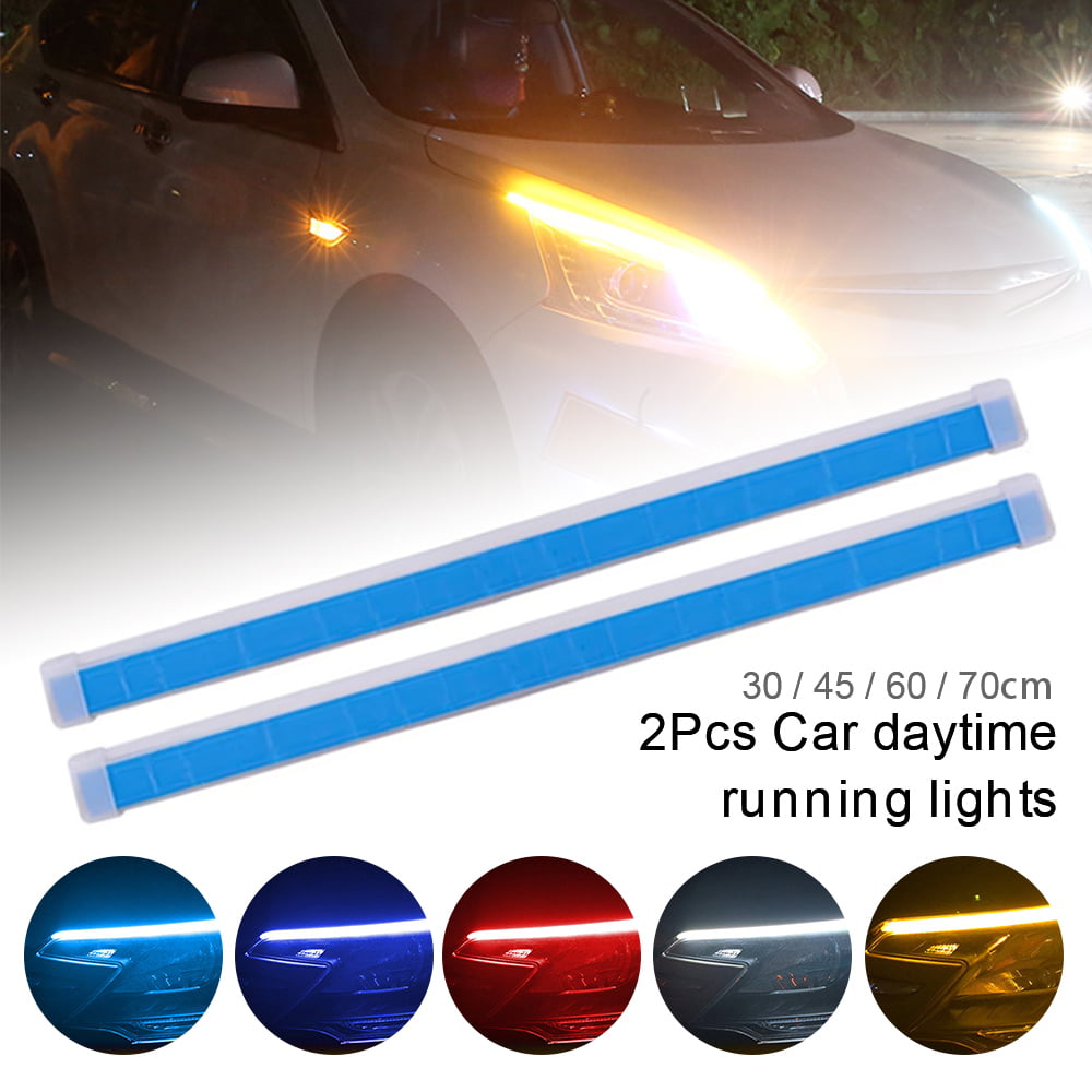 HOTBEST 2PCS Car LED Strip Lights  Flexible Headlight Strips DRL Light Tube Daytime Running Lights Waterproof Neon Turn Signal Bulb Sequential Switchback