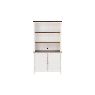 Home Decorators Collection Appleton White and Haze Finish Wood Bookcase with Concealed Storage (39 in. W x 72 in. H) SK19346Br2-W