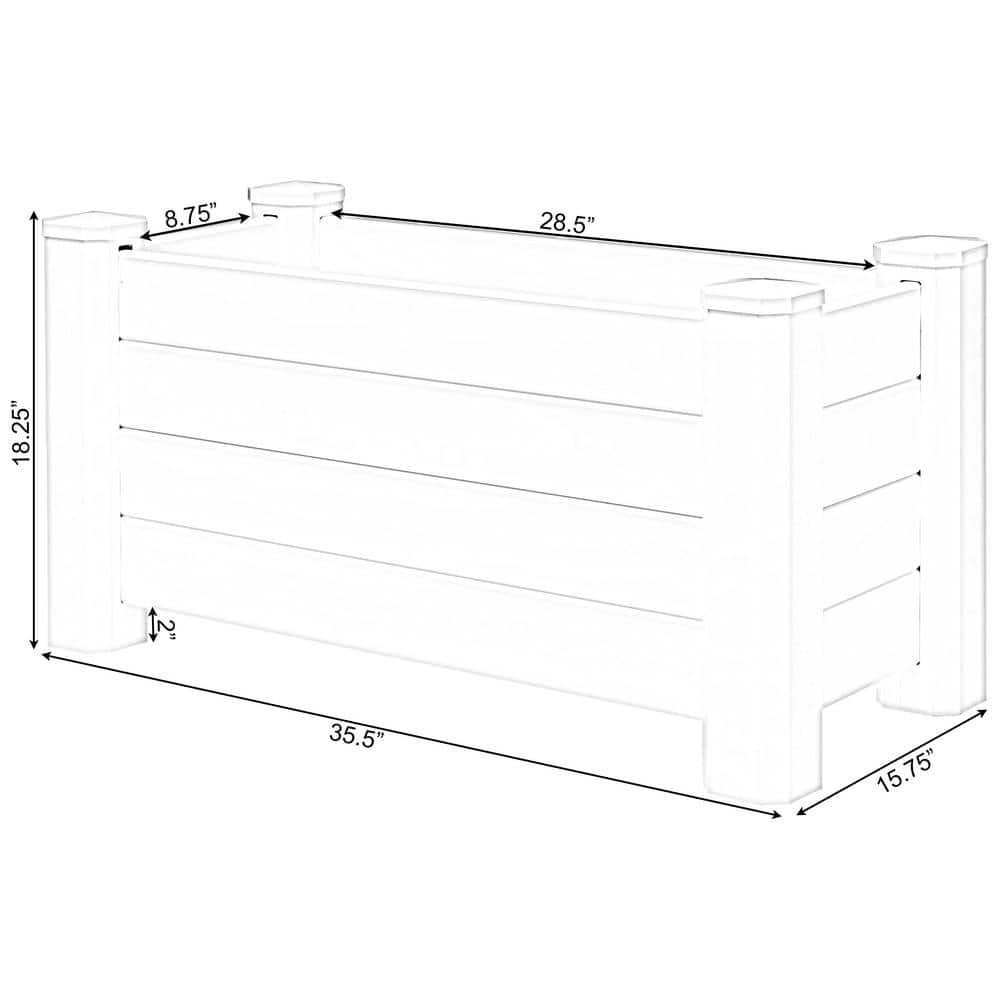 Gardenised White Vinyl Traditional Fence Design Garden Bed Elevated Screwless Raised Planter Box QI003740.B