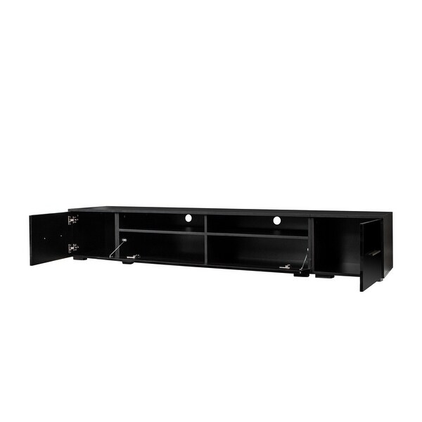 82''W Extended Minimalist RGB LED Lights TV Stand Modern Universal Entertainment Center High Gloss TV Cabinet for 90+ inch TV