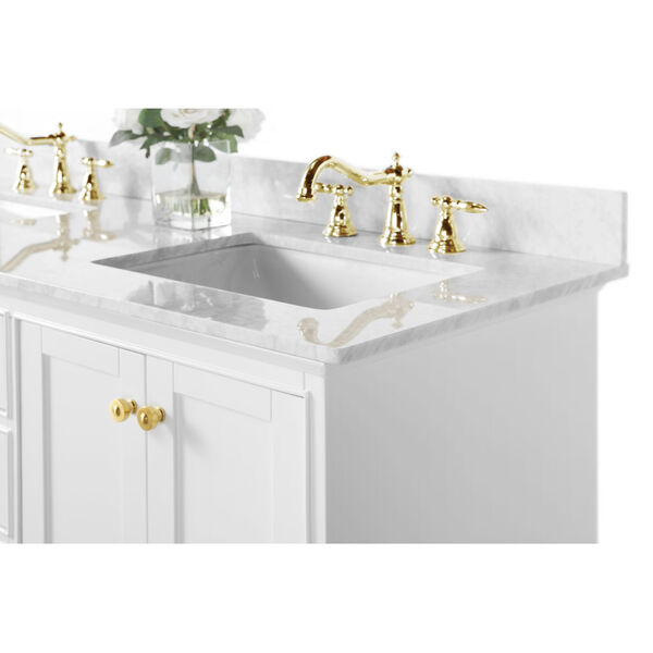 Audrey White 60-Inch Vanity Console with Mirror and Gold Hardware