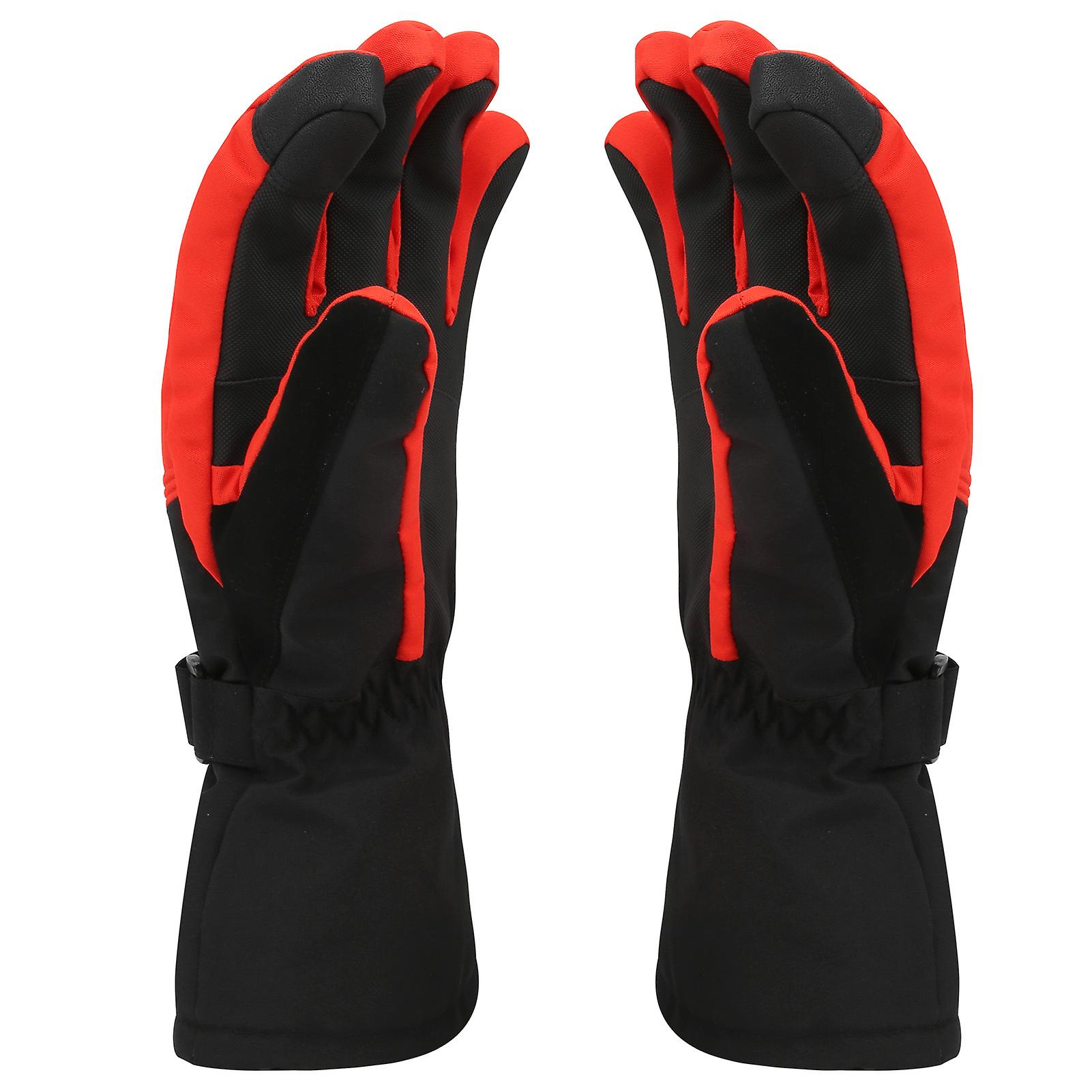 1pair Winter Outdoor Sport Skiing Brushed Lining Waterproof Keep Warm Antislip Glovesl Red Black