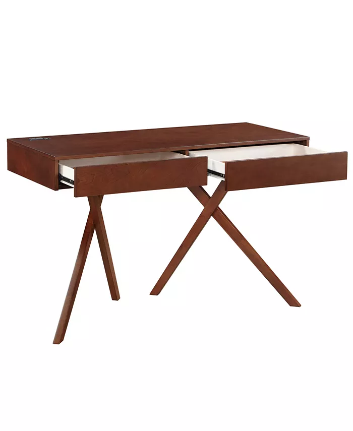 Furniture of America Myles 30 Solid Wood Computer Desk with Universal Serial Bus and Storage