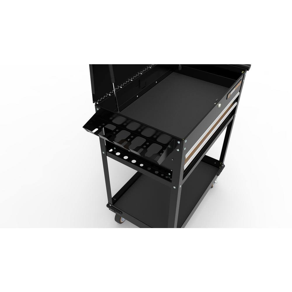 GEARWRENCH 32 in. 2-Drawer Black and Orange Utility Cart with Top and Bottom Stoage and Optional Powertool Rack 83167