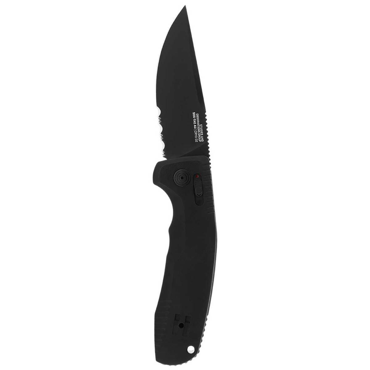 SOGTAC AU 3.43 inch Serrated Edge Automatic Knife  Black