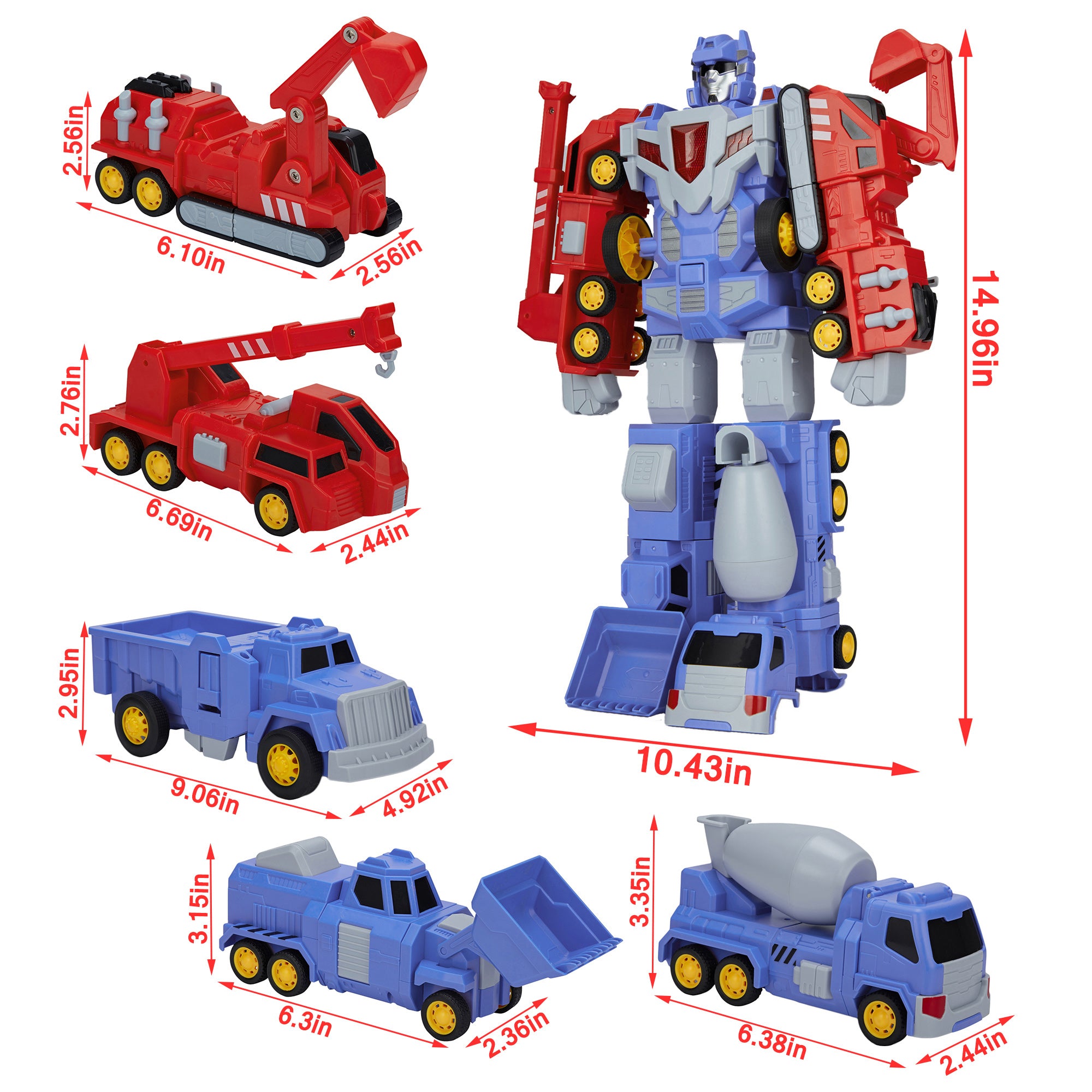 Transformer Toys for 3 4 5 6 Years Old Boys and Girls Gifts Transformers Kingdom Robot Truck Toys，Construction Assemble Toy