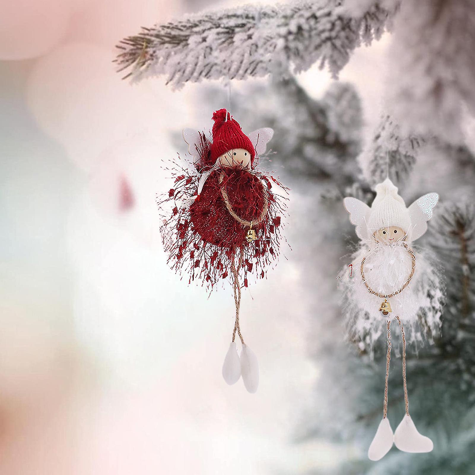 Angel Doll Ornament Navidad Tree Plush Knitting Angel Doll Pendant With Small Bell With Wing