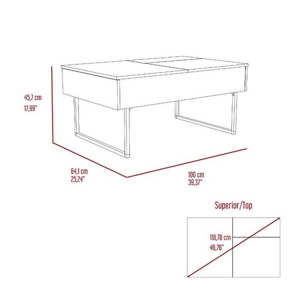 Beyond 39-inch Wide Lift Top Coffee Table with 2 Legs and 1 Drawer