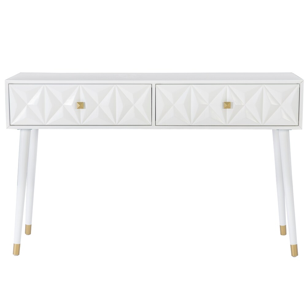 Bea White Geometric Entryway Console