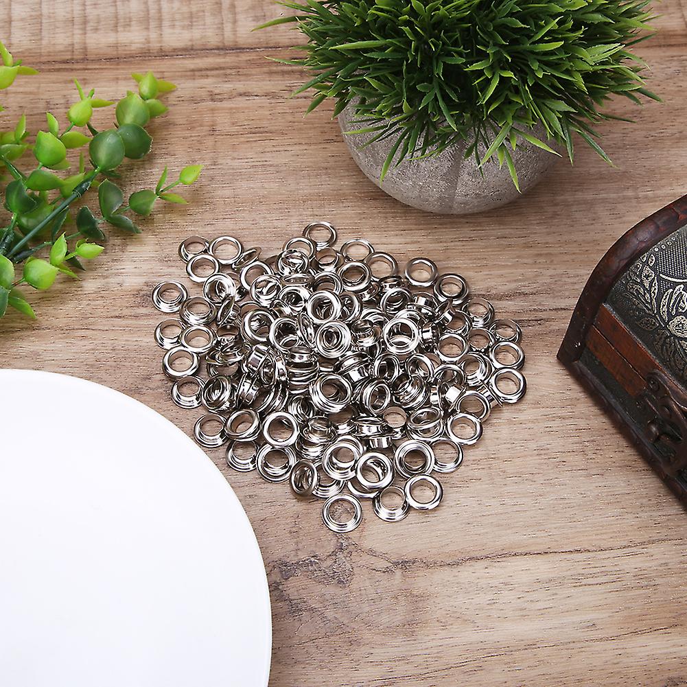 100 Sets 8mm Grommet Kit Metal Eyelets Rivets Brass Eyelet Shoes Bag Clothes Accessoriessilver