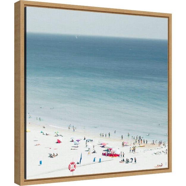 X 16 quot Sesimbra Ii Beach By Ingrid Beddoes Framed Canvas Wall Art Amanti Art