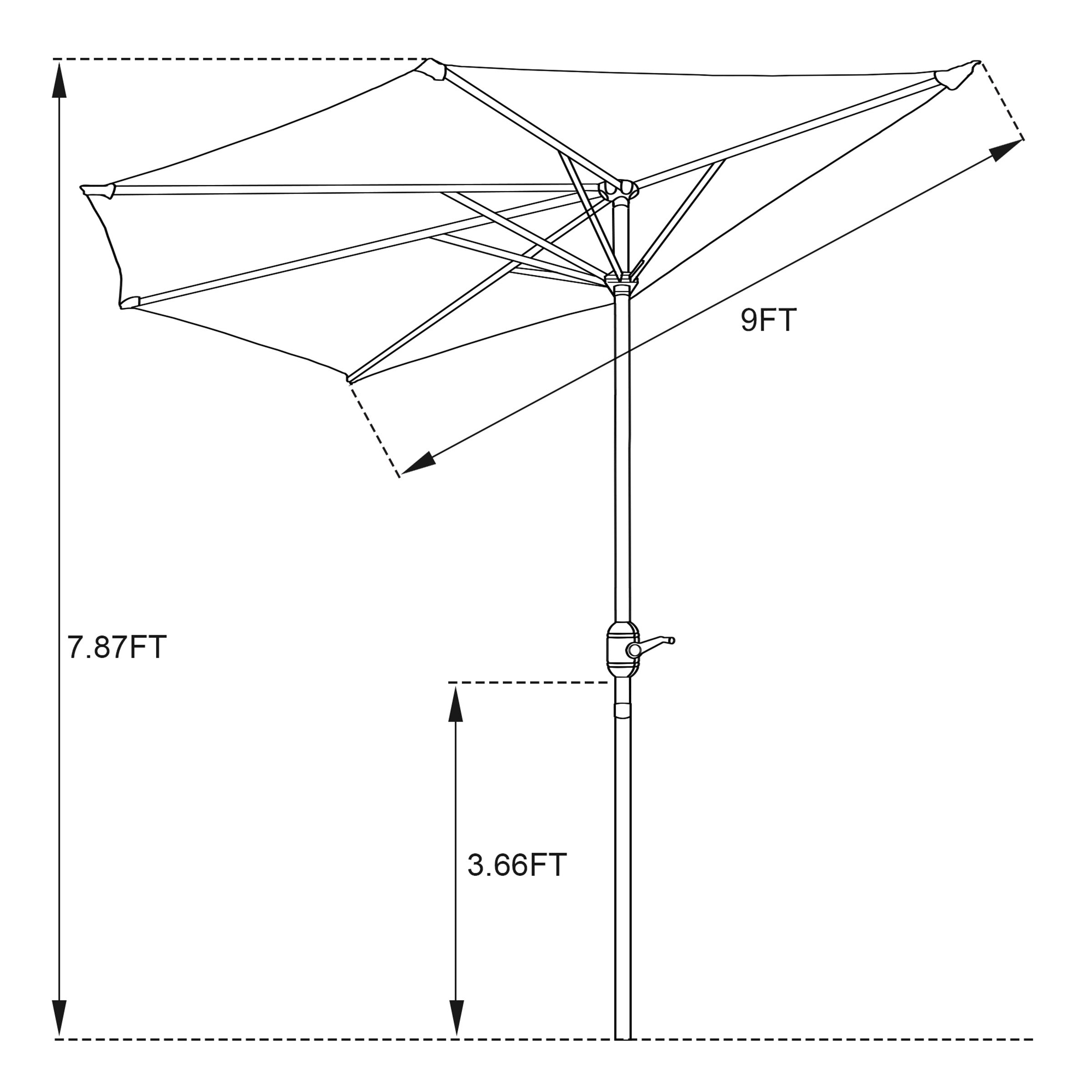 Villacera Outdoor Patio Half Umbrella, 9 ft. Steel, Brown