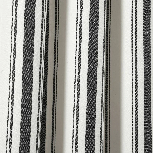 Light Filtering Farmhouse Striped Yarn Dyed Curtain Panels Black Lush D cor