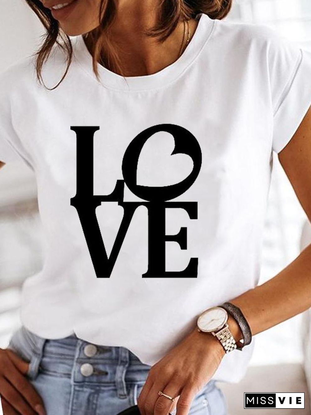 Clothes Ladies Summer T Clothing Print Fashion Casual T-Shirts Letter 90S Trend Cute Short Sleeve Women Female Graphic Tee