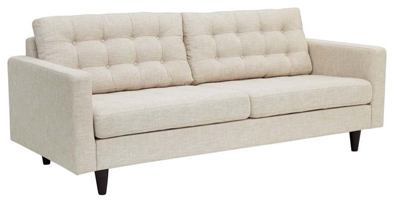 Modway Empress 2 Piece Modern Tufted Fabric Upholstered Sofa Set in Beige   Midcentury   Living Room Furniture Sets   by Homesquare  Houzz